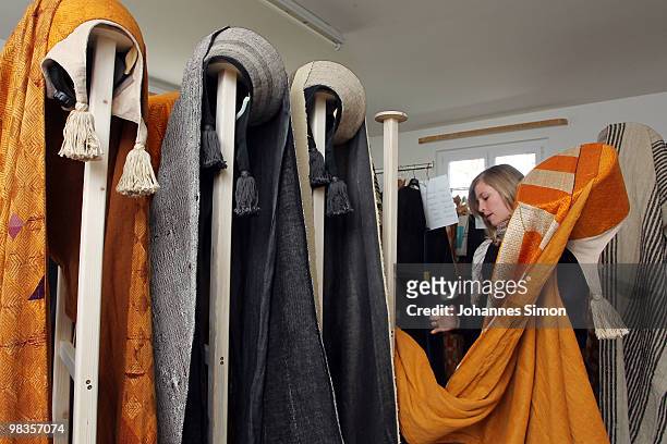 Co-worker of passion play theatre stores costumes on April 9, 2010 in Oberammergau, Germany. The Oberammergau Passion play, first staged in 1634 to...