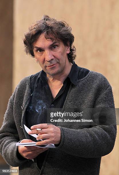 German theatre director Christian Stueckl gestures ahead of a passion play rehearsal on April 9, 2010 in Oberammergau, Germany. The Oberammergau...