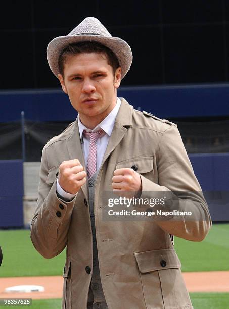 Yuri Foreman attends a press conference for his upcoming fight against Miguel Cotto at Yankee Stadium on April 9, 2010 in the Bronx borough of New...