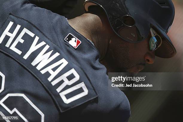 Jason Heyward of the Atlanta Braves waits to bat against the San Francisco Giants on Opening Day at AT&T Park on April 9, 2010 in San Francisco,...