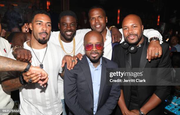 Omari Hardwick, Lance Gross, Jermaine Dupri, AJ Calloway and DJ D-Nice attend The 8th Annual Mark Pitts & Bystorm Ent Post BET Awards Party Powered...