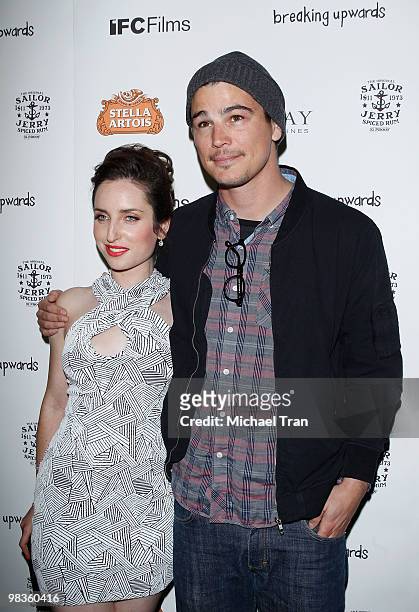 Zoe Lister Jones and Josh Hartnett arrive to the premiere of ''Breaking Upwards'' at the Silent Movie Theatre on April 8, 2010 in Los Angeles,...
