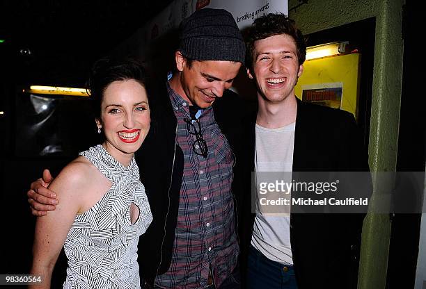 Actress Zoe Lister Jones, actor Josh Hartnett and director Daryl Wein arrive at the "Breaking Upwards" Los Angeles Premiere at the Silent Movie...