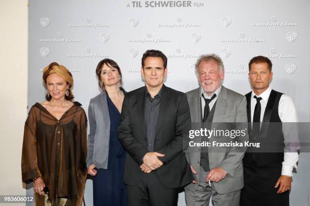 Jacqueline Bisset, Emily Mortimer, Matt Dillon, Nick Nolte and Til Schweiger during the 'Head full of Honey' photo call on June 25, 2018 in Berlin,...