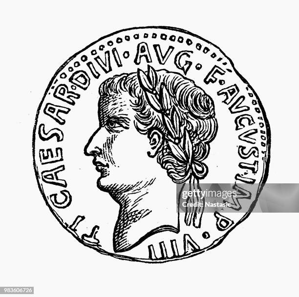 julius caesar coin - roman warrior stock illustrations