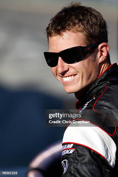 Ryan Briscoe of Australia, driver of the Team Penske Dallara Honda during practice for the IRL IndyCar Series Grand Prix of Alabama at Barber...