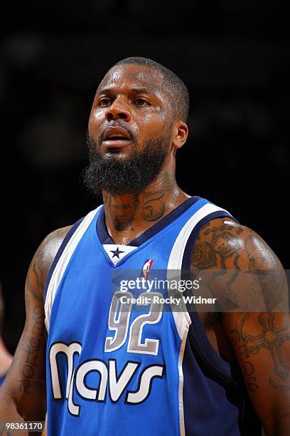 DeShawn Stevenson of the Dallas Mavericks looks on during the game against the Golden State Warriors at Oracle Arena on March 27, 2010 in Oakland,...