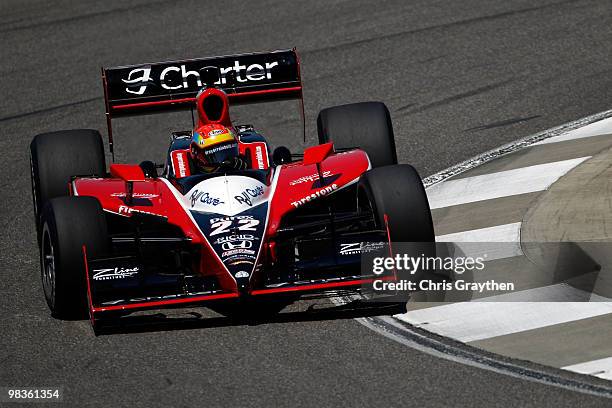 Justin Wilson of England, driver of the Team Z-Line Designs Dreyer & Reinbold Racing Dallara Honda during practice for the IRL IndyCar Series Grand...