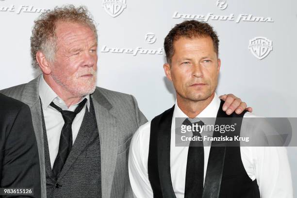 Nick Nolte and Til Schweiger during the 'Head full of Honey' photo call on June 25, 2018 in Berlin, Germany.