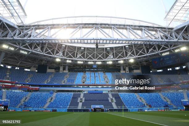 General view of Zenit Arena before Team Nigeria field scouting at Zenit Arena on June 25, 2018 in Saint Petersburg, Russia.