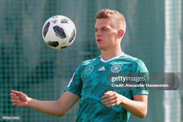 Matthias Ginter of Germany plays the ball during the Germany Training Session at ZSKA Vatutinki Sportarena on June 25, 2018 in Moscow, Russia.