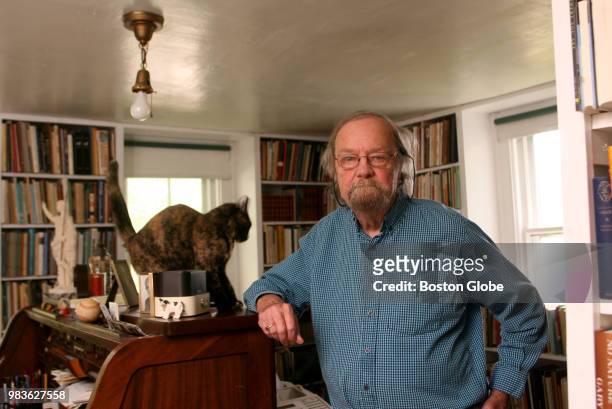 Donald Hall poses for a portrait in his study full of books of poetry, which was his childhood bedroom, in Wilmot, NH on June 15, 2006. Hall has been...