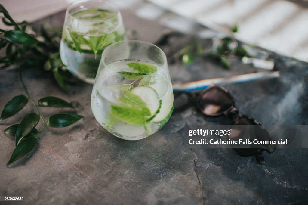 Refreshing glass of water or Gin and Tonic