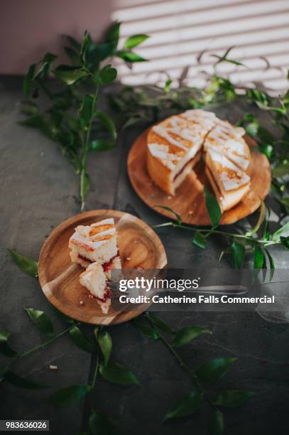 cherry bakewell cake - ice pie photography stock pictures, royalty-free photos & images