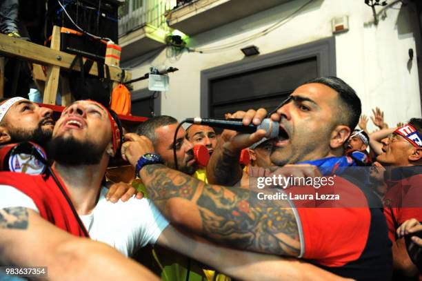 Men carry a 25-metre tall wood and papier-mache statue called 'giglio' during the annual Festa dei Gigli on June 25, 2018 in Nola, Italy. When St....