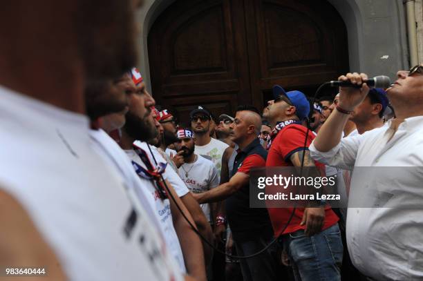 Men carry a 25-metre tall wood and papier-mache statue called 'giglio' during the annual Festa dei Gigli on June 24, 2018 in Nola, Italy. When St....