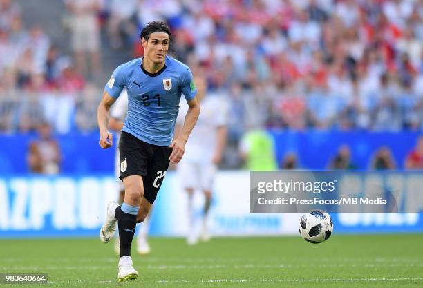 Edinson Cavani of Uruguay in action during the 2018 FIFA World Cup Russia group A match between Uruguay and Russia at Samara Arena on June 25, 2018...