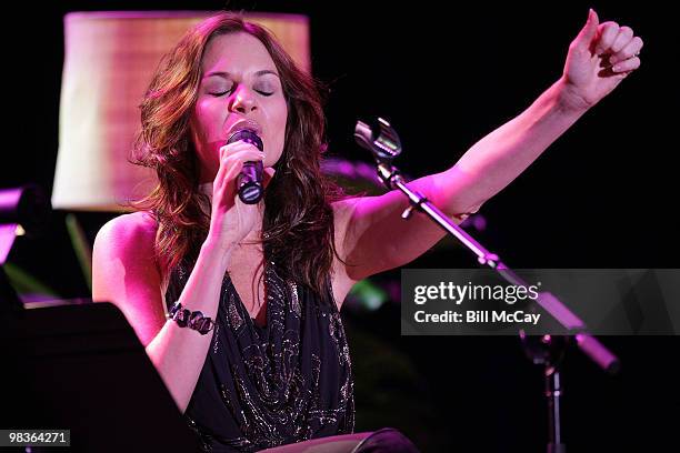 Kara DioGuardi performs at the Borgata Hotel Casino & Spa on April 9, 2010 in Atlantic City, New Jersey.