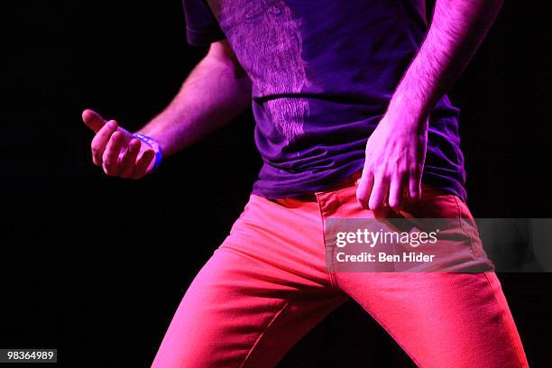 Air Guitar Contestant performs at the 2010 US Air Guitar Championship at the Brooklyn Bowl on April 9, 2010 in the borough of Brooklyn in New York...