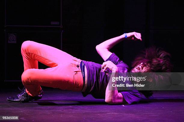 Air Guitar Contestant performs at the 2010 US Air Guitar Championship at the Brooklyn Bowl on April 9, 2010 in the borough of Brooklyn in New York...
