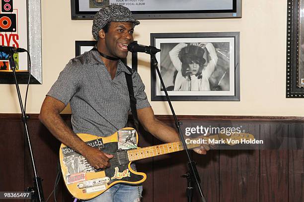 Pillow Theory's Kelsey Warren performs at Earl Douglas Jr's Black Rock Volume 1 launch presented by Harman Kardon at Hard Rock Cafe - Times Square on...