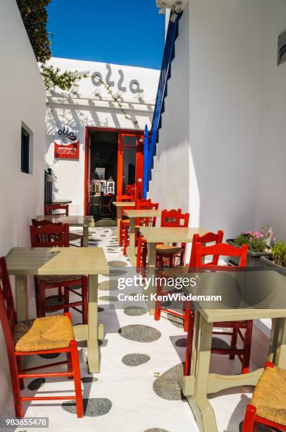 olla restaurant, mykonos - alcove stock pictures, royalty-free photos & images