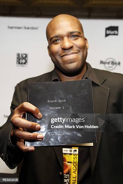 Photographer Earl Douglas Jr. Attends Earl Douglas Jr's Black Rock Volume 1 launch presented by Harman Kardon at Hard Rock Cafe - Times Square on...