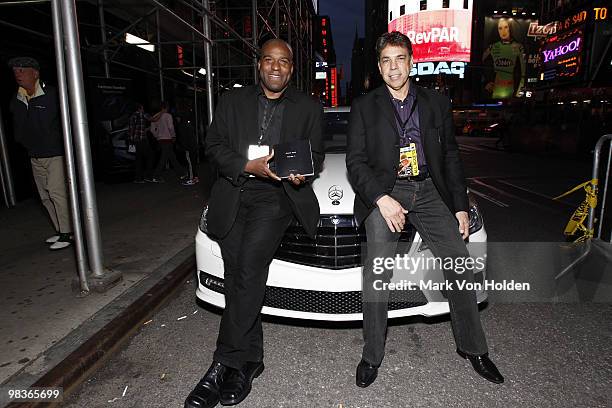 Photographer Earl Douglas Jr. And Harmon Kardon's Joe Pullin attend Earl Douglas Jr's Black Rock Volume 1 launch presented by Harman Kardon at Hard...