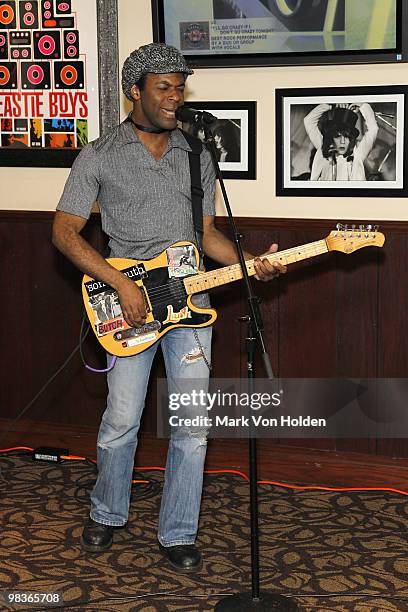 Pillow Theory's Kelsey Warren performs at Earl Douglas Jr's Black Rock Volume 1 launch presented by Harman Kardon at Hard Rock Cafe - Times Square on...