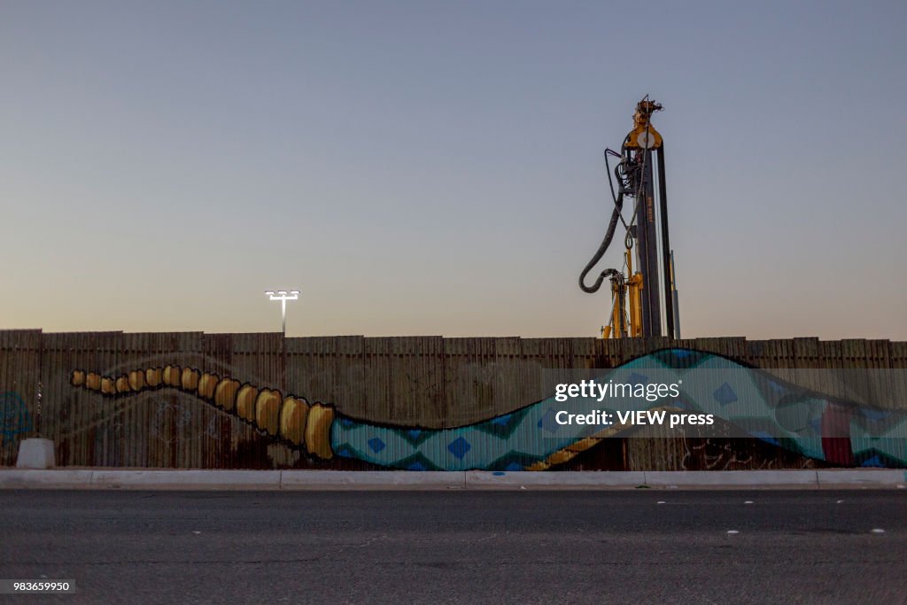 US-Mexico border wall under construction in Mexicali
