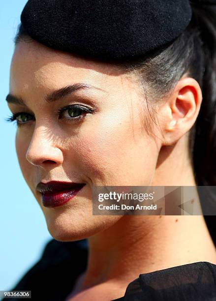 Megan Gale attends Derby Day races at Royal Randwick Racecourse on April 10, 2010 in Sydney, Australia.