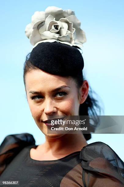 Megan Gale attends Derby Day races at Royal Randwick Racecourse on April 10, 2010 in Sydney, Australia.