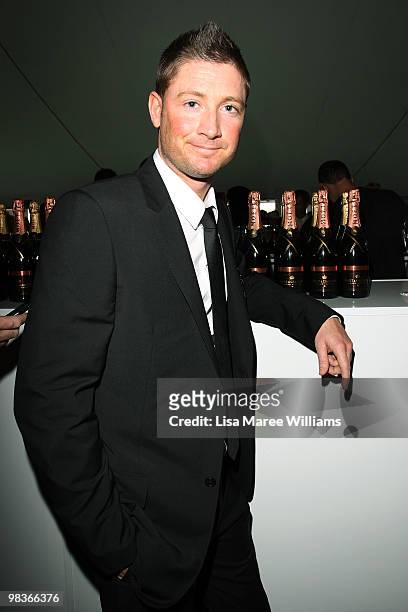 Michael Clarke attends the David Jones marquee during Australian Derby Day at Royal Randwick Racecourse on April 10, 2010 in Sydney, Australia.