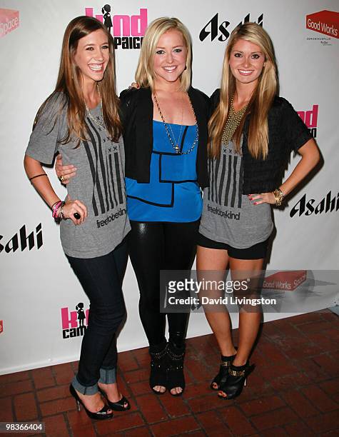 Singer Samantha Marq and Kind Campaign founders Molly Stroud and Lauren Parsekian attend Fred Segal Santa Monica's "Kind Campaign" event at Zero...