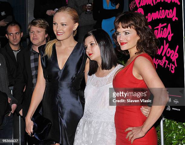 Actresses Malin Akerman, Isabella Gutierrez and Carla Gugino attend the Gen Art Film Festival screening of "Elektra Luxx" at the School of Visual...