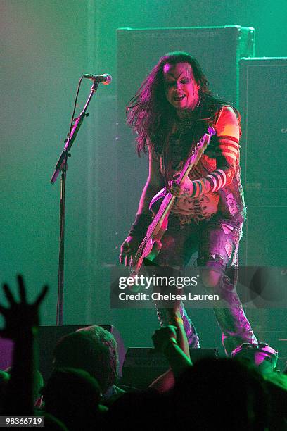 Bassist Piggy D. Of Rob Zombie performs at the 2nd Annual Revolver Golden Gods Awards at Club Nokia on April 8, 2010 in Los Angeles, California.