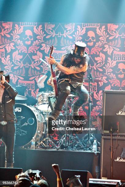 Guitarist Slash performs at the 2nd Annual Revolver Golden Gods Awards at Club Nokia on April 8, 2010 in Los Angeles, California.