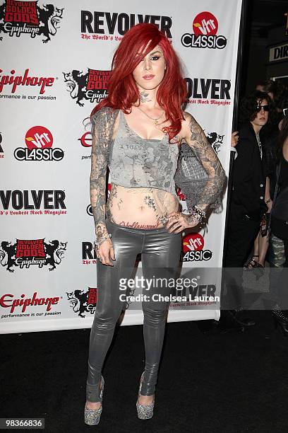 Tattoo artist / television personality Kat Von D arrives at the 2nd Annual Revolver Golden Gods Awards at Club Nokia on April 8, 2010 in Los Angeles,...