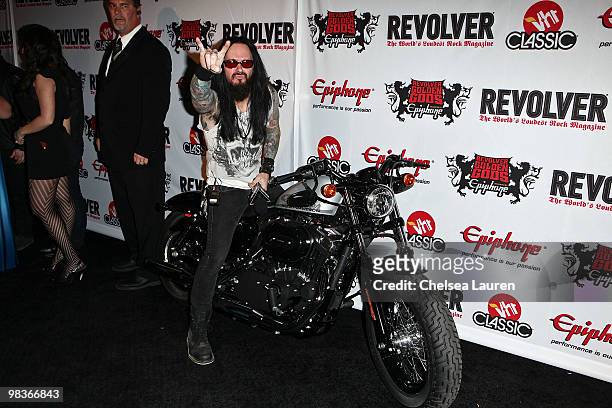 Bassist Rob "Blasko" Nicholson arrives at the 2nd Annual Revolver Golden Gods Awards at Club Nokia on April 8, 2010 in Los Angeles, California.