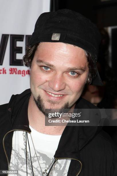 Professional skateboarder / television personality Bam Margera arrives at the 2nd Annual Revolver Golden Gods Awards at Club Nokia on April 8, 2010...