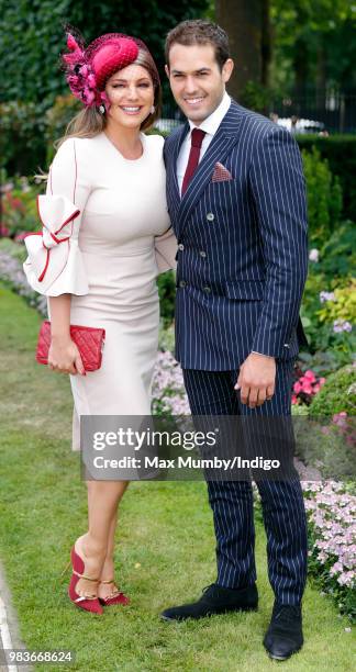 Kelly Brook and Jeremy Parisi attend day 5 of Royal Ascot at Ascot Racecourse on June 23, 2018 in Ascot, England.