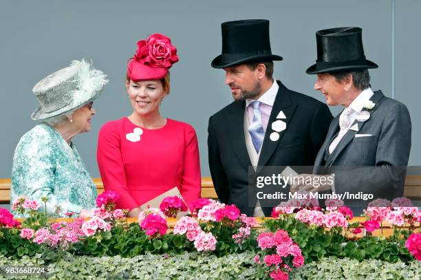 Queen Elizabeth II, Autumn Phillips, Peter Phillips and John Warren attend day 5 of Royal Ascot at Ascot Racecourse on June 23, 2018 in Ascot,...