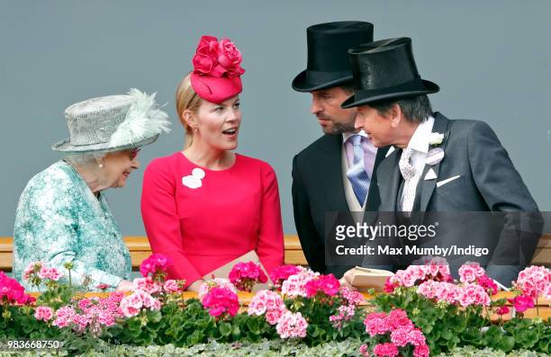 Queen Elizabeth II, Autumn Phillips, Peter Phillips and John Warren attend day 5 of Royal Ascot at Ascot Racecourse on June 23, 2018 in Ascot,...