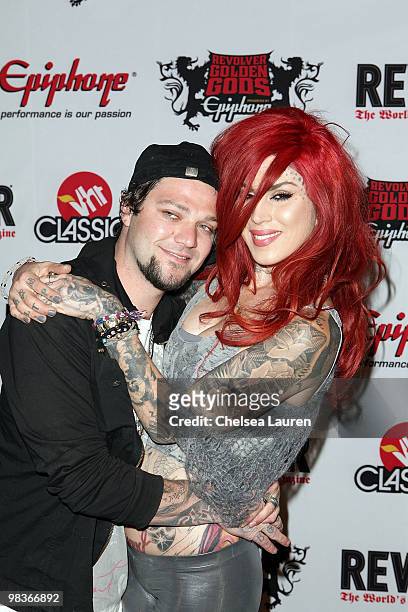 Professional skateboarder / television personality Bam Margera and tattoo artist / television personality Kat Von D arrive at the 2nd Annual Revolver...