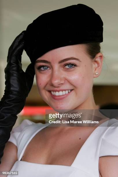 April Rose Pengilly attends the Emirates marquee during Australian Derby Day at Royal Randwick Racecourse on April 10, 2010 in Sydney, Australia.
