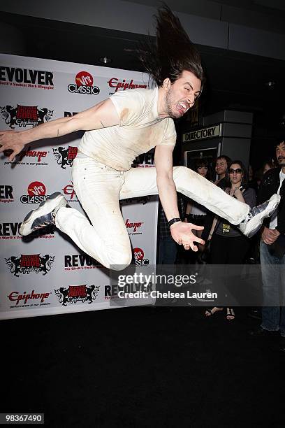 Musician Andrew W.K. Arrives at the 2nd Annual Revolver Golden Gods Awards at Club Nokia on April 8, 2010 in Los Angeles, California.