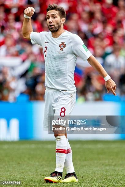 Joao Moutinho of Portugal reacts during the 2018 FIFA World Cup Russia group B match between Portugal and Morocco at Luzhniki Stadium on June 20,...