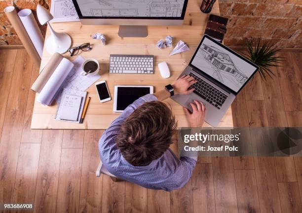 businessman at the desk, office gadgets and supplies - office game stock pictures, royalty-free photos & images