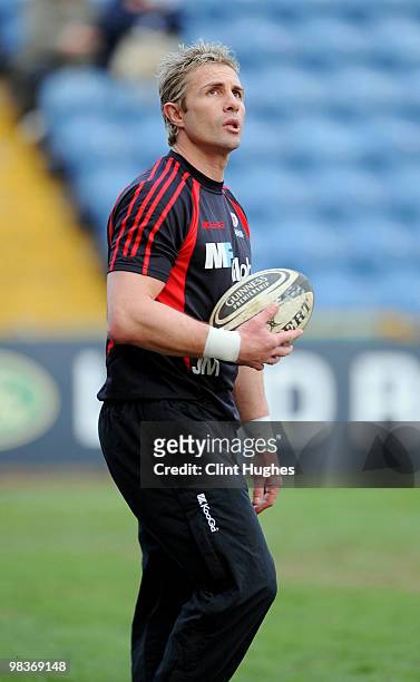 Justin Marshall of Saracens during the Guinness Premiership match between Sale Sharks and Saracens at Edgeley Park on April 9, 2010 in Stockport,...
