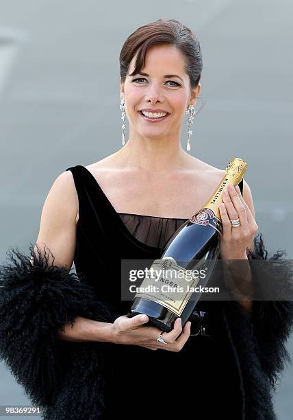 Ballerina Darcey Bussell poses for a photograph as she is named as 'Godmother' to P&O's latest cruise ship Azura at Ocean Docks on April 10, 2010 in...